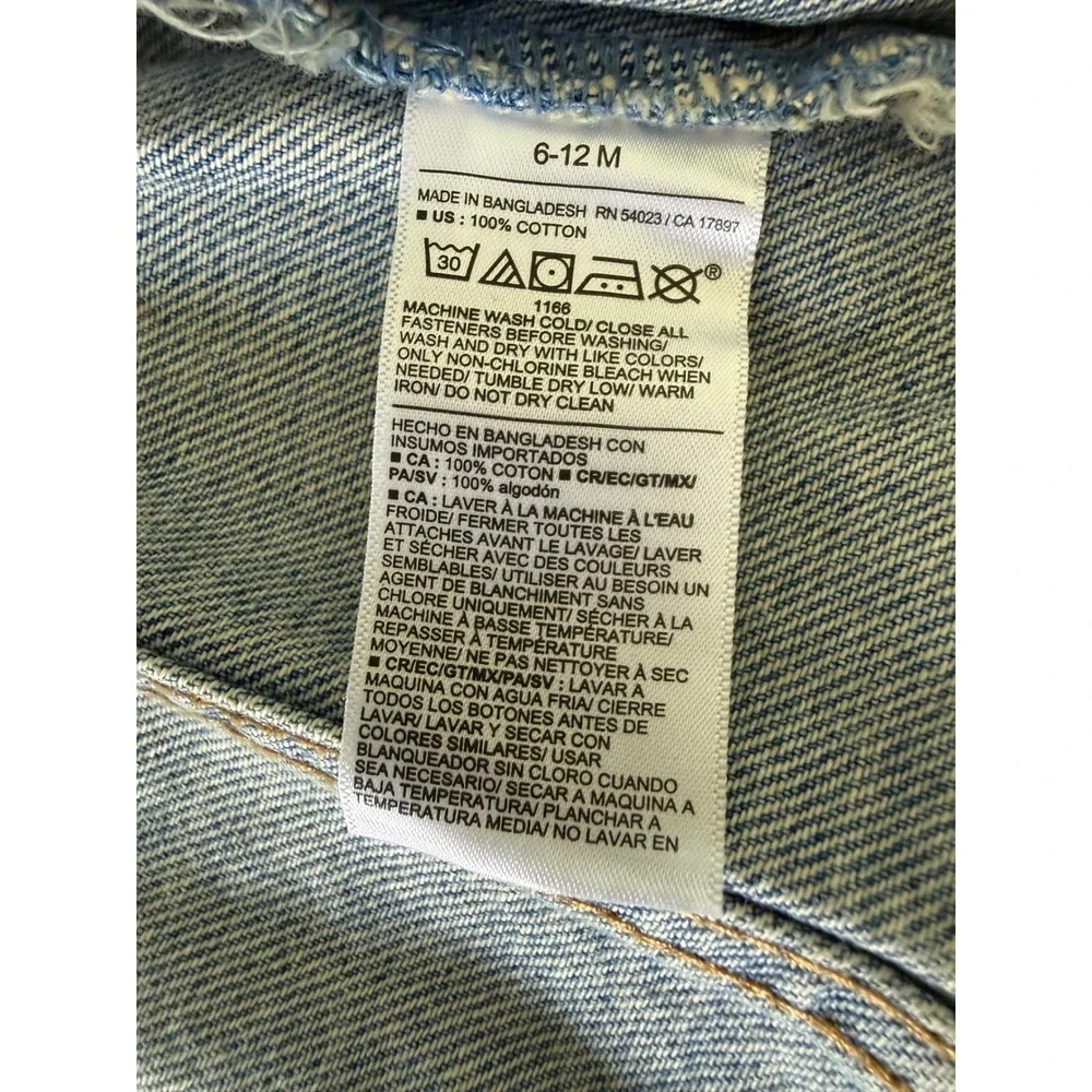 Old Navy Kids Baby Light Wash Blue Denim Trucker Jacket 6-12M 823354-00-1 NEW